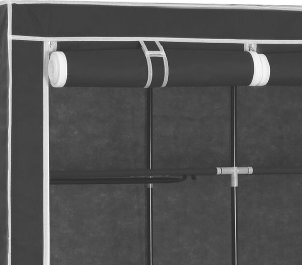 282453 vidaXL Wardrobe with Compartments and Rods Black 150x45x175 cm Fabric