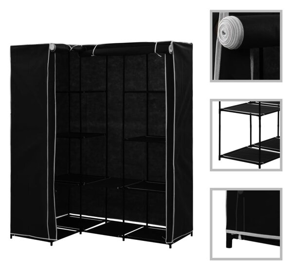 282449 vidaXL Corner Wardrobe Black 130x87x169 cm