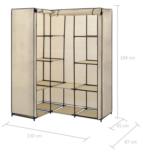 282451 vidaXL Corner Wardrobe Cream 130x87x169 cm