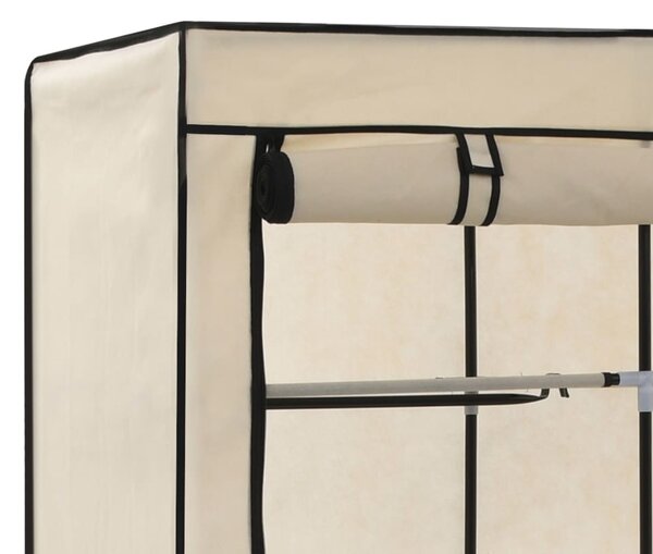 282455 vidaXL Wardrobe with Compartments and Rods Cream 150x45x175 cm Fabric