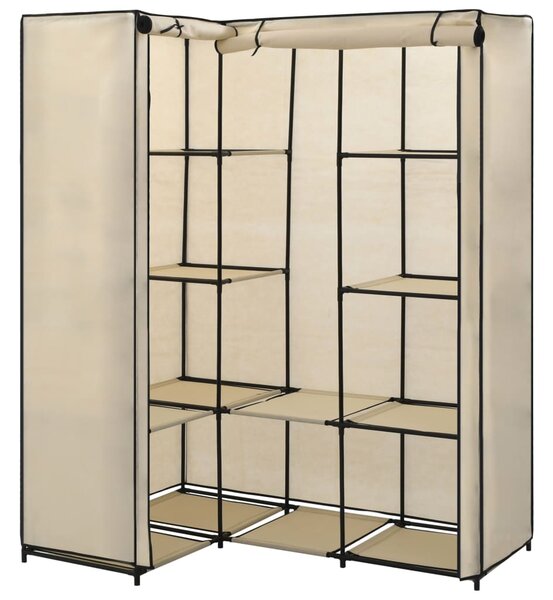 282451 vidaXL Corner Wardrobe Cream 130x87x169 cm