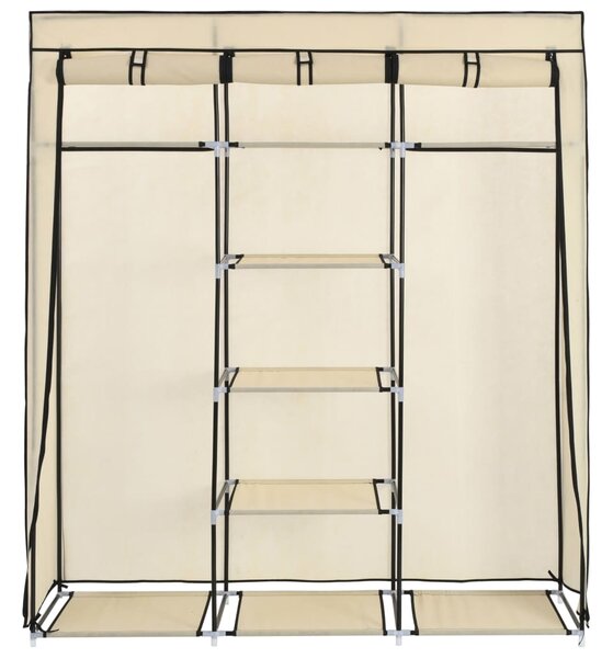 282455 vidaXL Wardrobe with Compartments and Rods Cream 150x45x175 cm Fabric