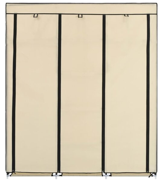 282455 vidaXL Wardrobe with Compartments and Rods Cream 150x45x175 cm Fabric