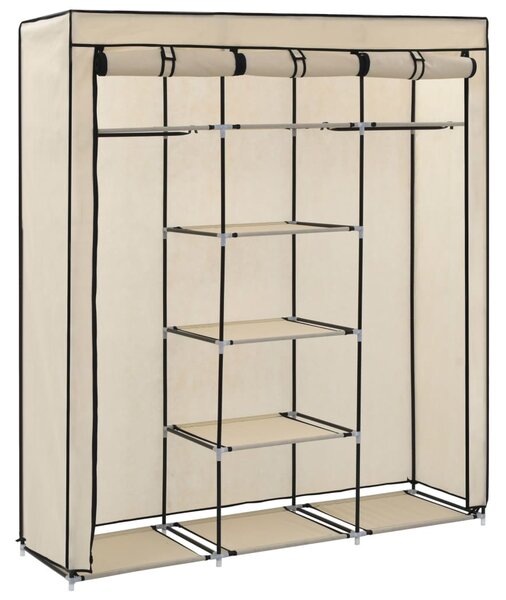 282455 vidaXL Wardrobe with Compartments and Rods Cream 150x45x175 cm Fabric