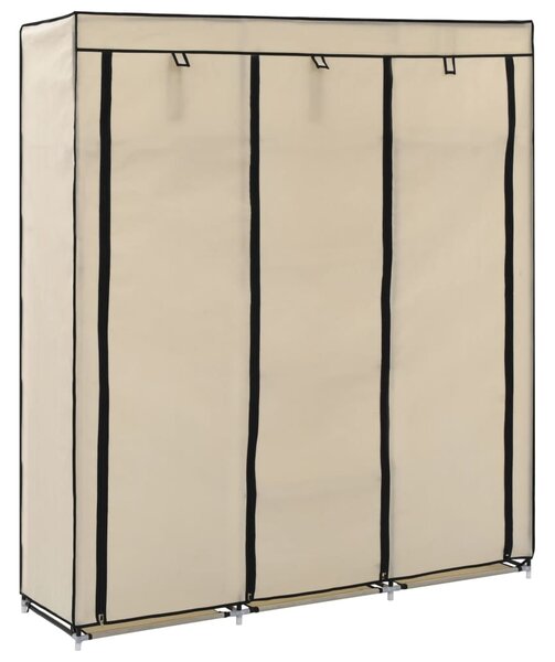 282455 vidaXL Wardrobe with Compartments and Rods Cream 150x45x175 cm Fabric