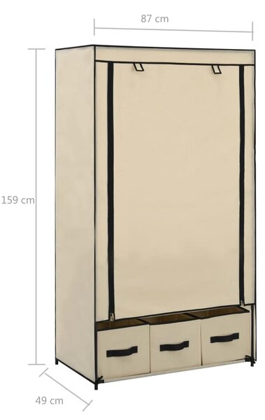 282459 vidaXL Wardrobe Cream 87x49x159 cm Fabric