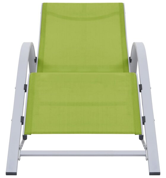 310540 vidaXL Sun Loungers 2 pcs with Table Aluminium Green