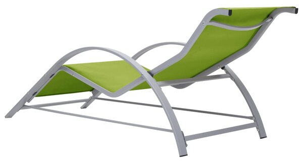 310540 vidaXL Sun Loungers 2 pcs with Table Aluminium Green