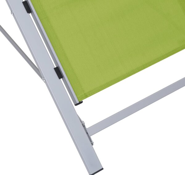 310540 vidaXL Sun Loungers 2 pcs with Table Aluminium Green