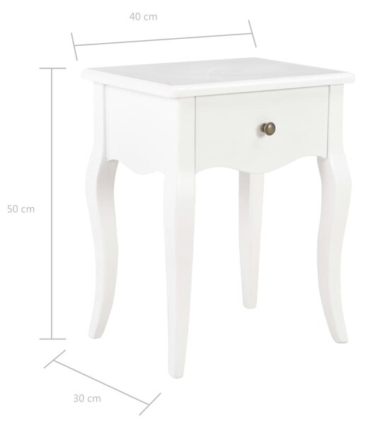 280005 vidaXL Nightstand White 40x30x50 cm Solid Pine Wood