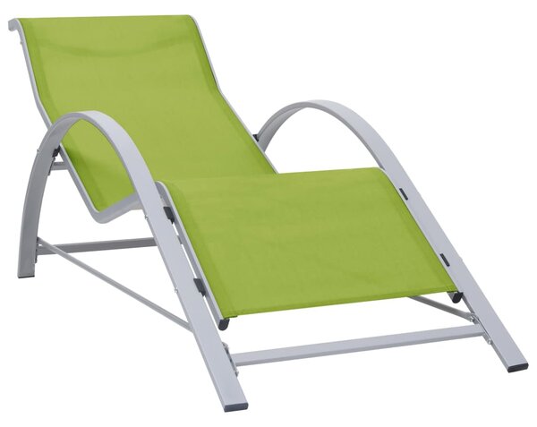 310540 vidaXL Sun Loungers 2 pcs with Table Aluminium Green