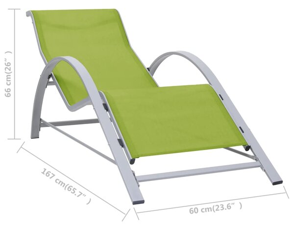 310540 vidaXL Sun Loungers 2 pcs with Table Aluminium Green