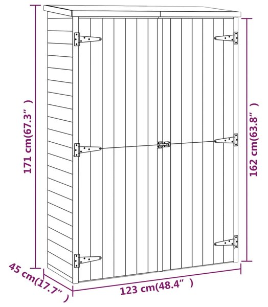 VidaXL Αποθήκη Εργαλείων Κήπου 123x45x171 εκ. Εμποτισμένο Μασίφ Πεύκο