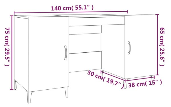 VidaXL Γραφείο Λευκό 140 x 50 x 75 εκ. από Επεξεργασμένο Ξύλο