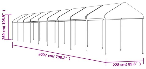 VidaXL Κιόσκι με Τέντα Λευκό 20,07 x 2,28 x 2,69 μ. από Πολυαιθυλένιο