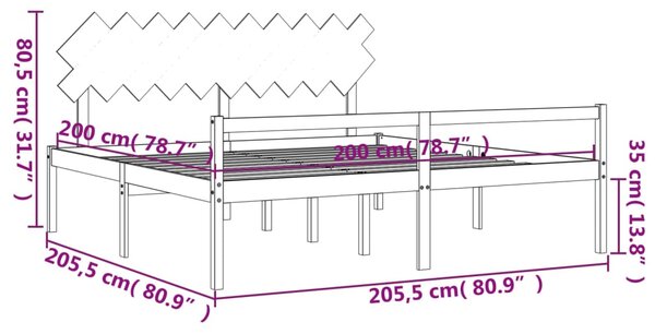 VidaXL Κρεβάτι Ηλικιωμένου με Κεφαλάρι 200 x 200 εκ. Μελί Μασίφ Ξύλο