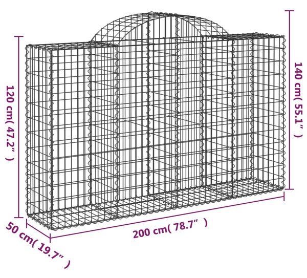 VidaXL Συρματοκιβώτια Τοξωτά 11 τεμ. 200x50x120/140 εκ. Γαλβαν. Ατσάλι