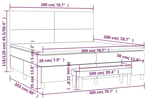 VidaXL Κρεβάτι Boxspring με Στρώμα Μπλε 200x200 εκ. Υφασμάτινο