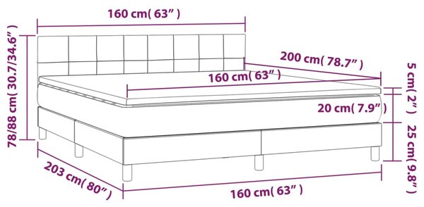 VidaXL Κρεβάτι Boxspring με Στρώμα Αν. Πράσινο 160x200εκ Υφασμάτινο