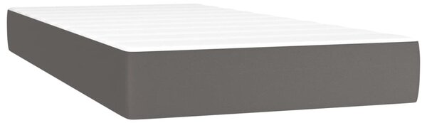 VidaXL Κρεβάτι Boxspring με Στρώμα Γκρι 200x200 εκ. Συνθετικό Δέρμα