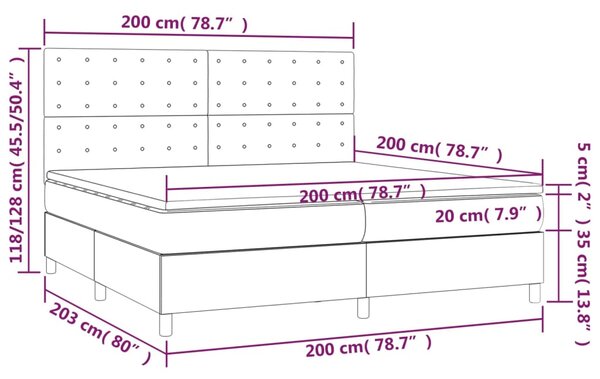 VidaXL Κρεβάτι Boxspring με Στρώμα Γκρι 200x200 εκ. Συνθετικό Δέρμα