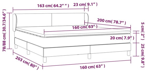 VidaXL Κρεβάτι Boxspring με Στρώμα Ανοιχτό Γκρι 160x200 εκ. Βελούδινο