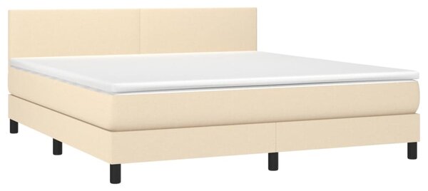 VidaXL Κρεβάτι Boxspring με Στρώμα & LED Κρεμ 160x200 εκ. Υφασμάτινο