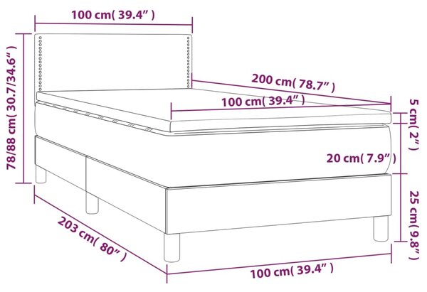 VidaXL Κρεβάτι Boxspring με Στρώμα Πράσινο 100 x 200 εκ. Υφασμάτινο