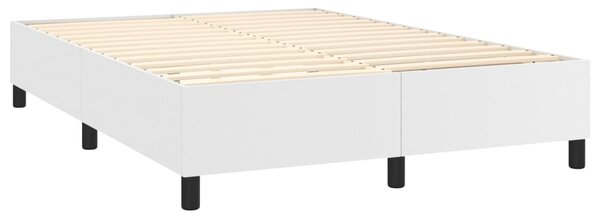 VidaXL Κρεβάτι Boxspring με Στρώμα Λευκό 140x190εκ.από Συνθετικό Δέρμα