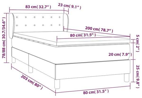 VidaXL Κρεβάτι Boxspring με Στρώμα Λευκό 80 x 200 εκ. Συνθετικό Δέρμα