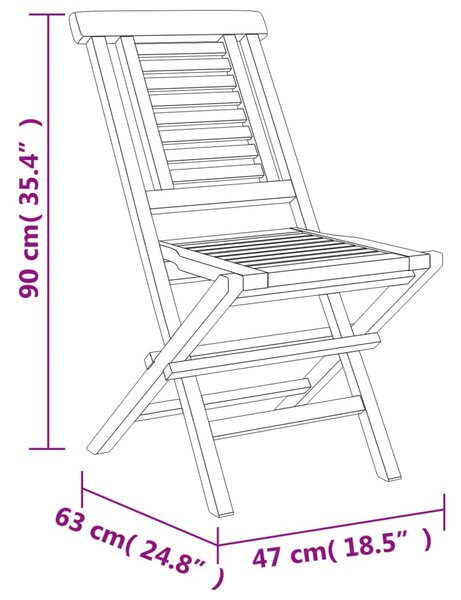 VidaXL Καρέκλες Κήπου Πτυσσόμενες 8 τεμ. 47x63x90 εκ. Μασίφ Ξύλο Teak