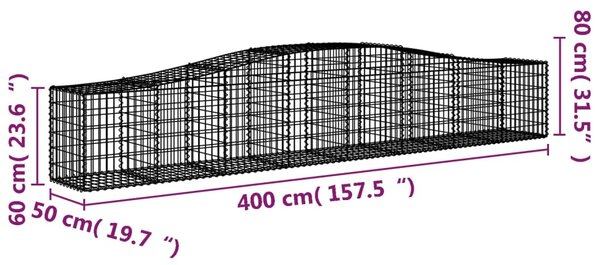 VidaXL Συρματοκιβώτια Τοξωτά 15 τεμ. 400x50x60/80 εκ. Γαλβαν. Ατσάλι