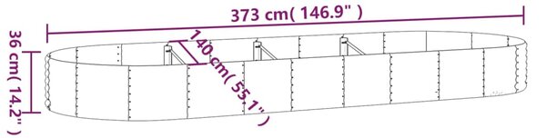 VidaXL Ζαρντινιέρα Ασημί 373x140x36 εκ. Ατσάλι με Ηλεκτρ. Βαφή Πούδρας