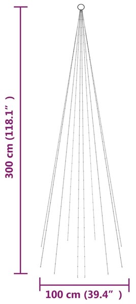 VidaXL Χριστουγεν. Δέντρο για Ιστό Σημαίας 310 LED Πολύχρωμο 300 εκ