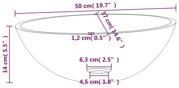 VidaXL Νιπτήρας με Σχέδιο Αμμοβολής 50 x 37 x 14 εκ. Γυάλινος