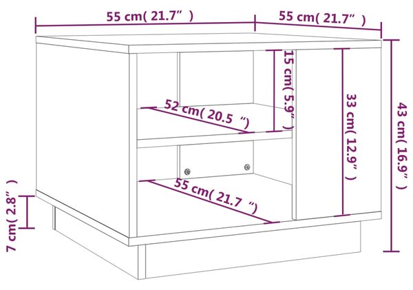 VidaXL Τραπεζάκι Σαλονιού Καφέ Δρυς 55 x 55 x 43 εκ. Μοριοσανίδα