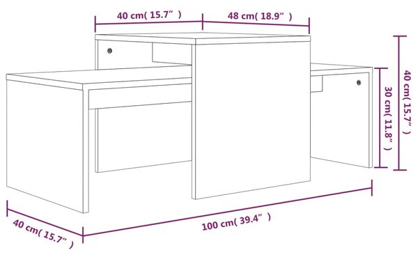 VidaXL Τραπεζάκι Σαλονιού Γκρι Sonoma 100 x 48 x 40 εκ. από Επεξ. Ξύλο