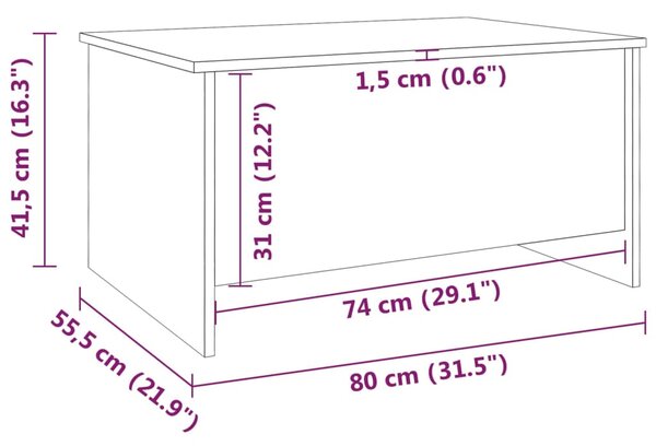 VidaXL Τραπεζάκι Σαλονιού Sonoma Δρυς 80x55,5x41,5 εκ. Επεξεργ. Ξύλο