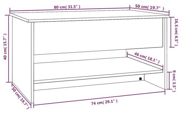 VidaXL Τραπεζάκι Σαλονιού Γυαλ. Λευκό 80x50x40 εκ. Επεξεργ. Ξύλο