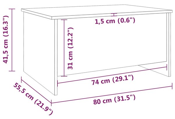 VidaXL Τραπεζάκι Σαλονιού Γκρι Σκυρ. 80x55,5x41,5 εκ. Επεξεργ. Ξύλο