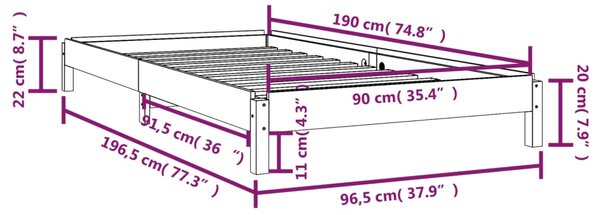 VidaXL Κρεβάτι Στοιβαζόμενο 90x190 εκ. από Μασίφ Ξύλο Πεύκου