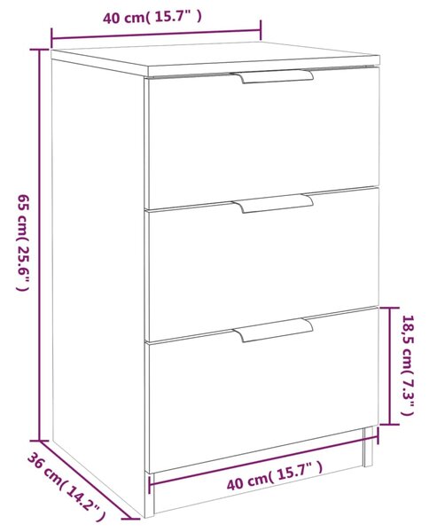 VidaXL Κομοδίνο Sonoma Δρυς 40 x 36 x 65 εκ