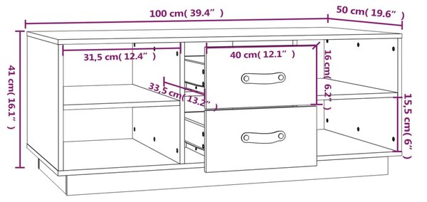 VidaXL Τραπεζάκι Σαλονιού Γκρι 100x50x41 εκ. Μασίφ Ξύλο Πεύκου