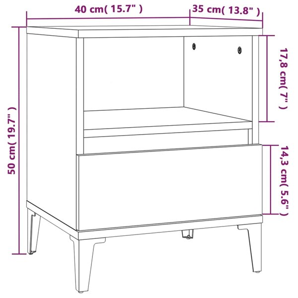 VidaXL Κομοδίνο Γκρι Sonoma 40x35x50 εκ