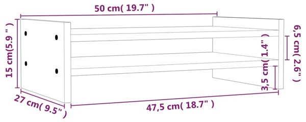 VidaXL Βάση Οθόνης Μαύρο 50 x 27 x 15 εκ. από Μασίφ Ξύλο Πεύκου