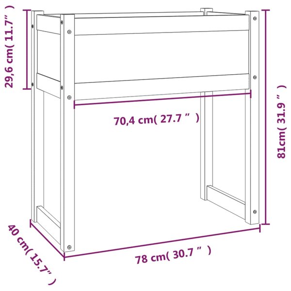 VidaXL Ζαρντινιέρα Μαύρο 78x40x81 εκ. από Μασίφ Ξύλο Πεύκου