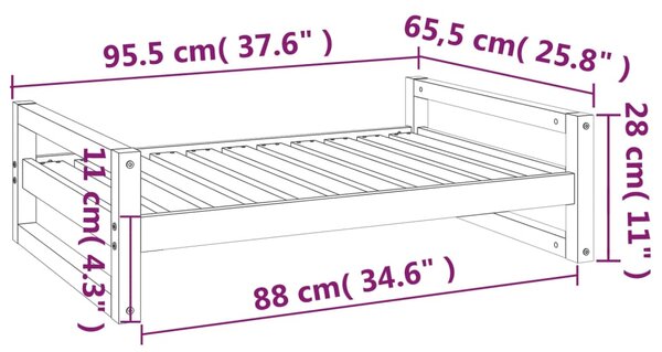 VidaXL Κρεβάτι Σκύλου Λευκό 95,5 x 65,5 x 28 εκ. από Μασίφ Ξύλο Πεύκου