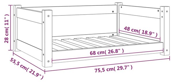 VidaXL Κρεβάτι Σκύλου Μελί 75,5x55,5x28 εκ. από Μασίφ Ξύλο Πεύκου