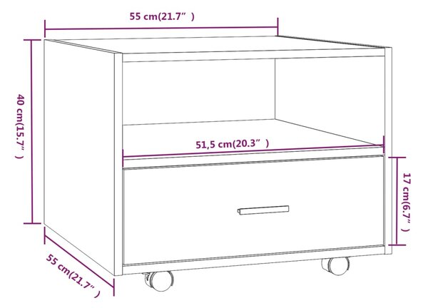 VidaXL Τραπεζάκι Σαλονιού Καφέ Δρυς 55x55x40 εκ. Επεξεργασμένο Ξύλο