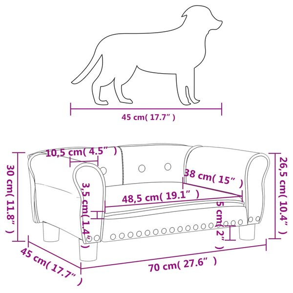 VidaXL Κρεβάτι Σκύλου Ανοιχτό Γκρι 70 x 45 x 30 εκ. Βελούδινο